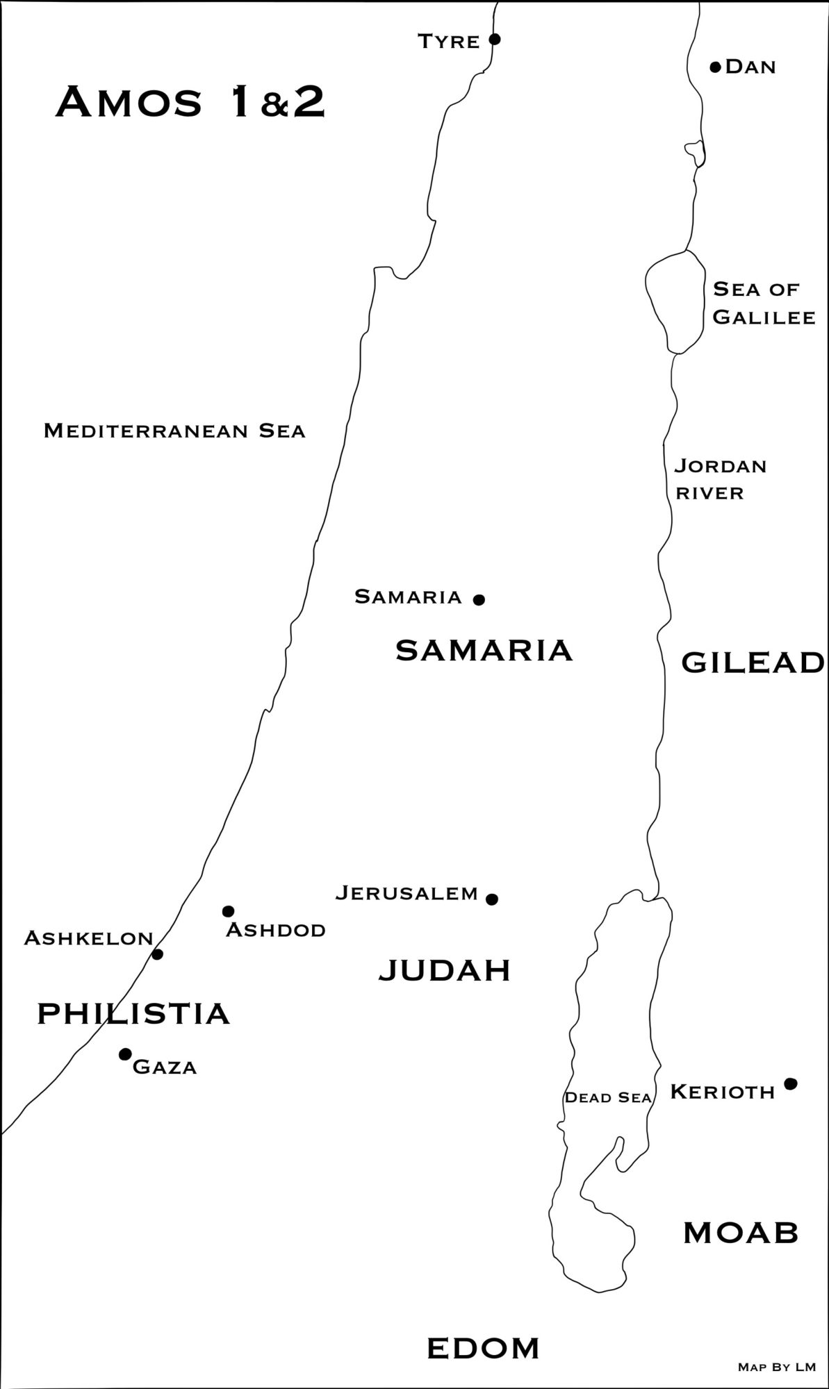 Map of the nations surrounding Israel in Amos