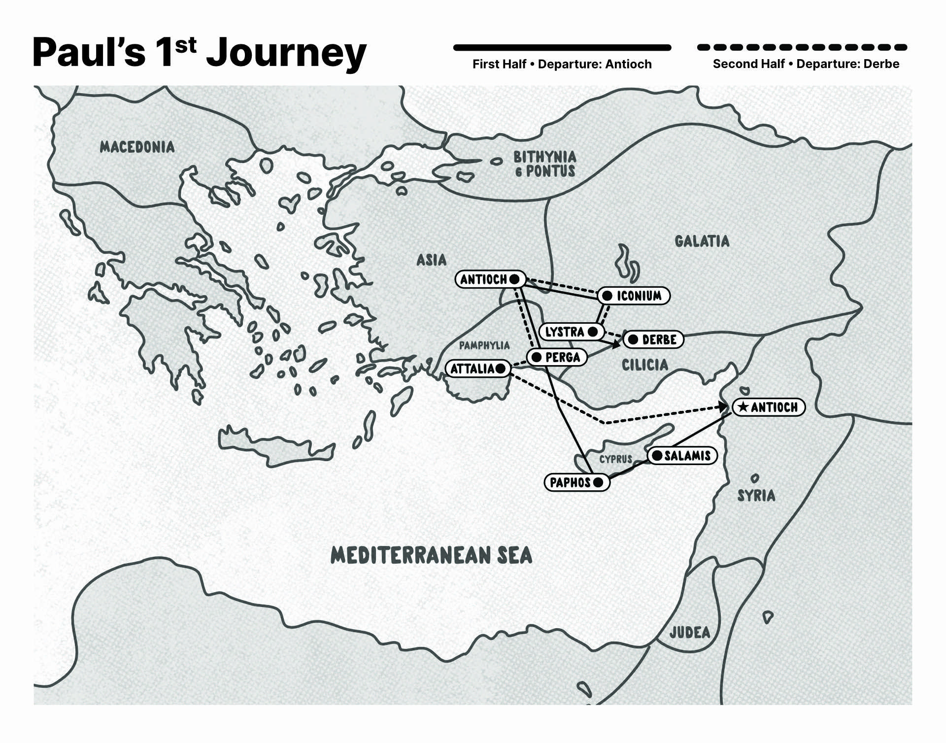 Map of Paul's first missionary journey.
